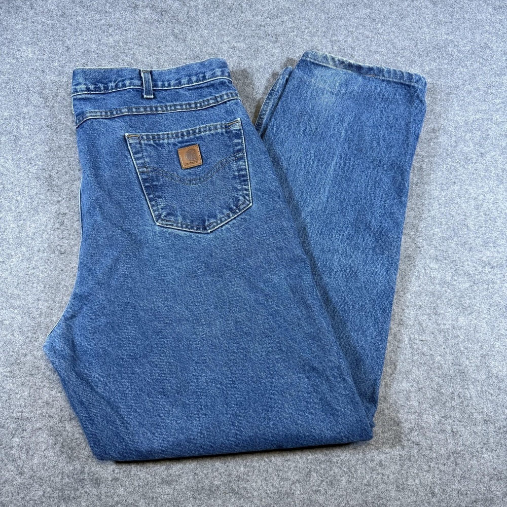 Carhartt B17 DST Jeans Mens 42x32 Blue Stone Wash Relaxed Fit Straight Denim